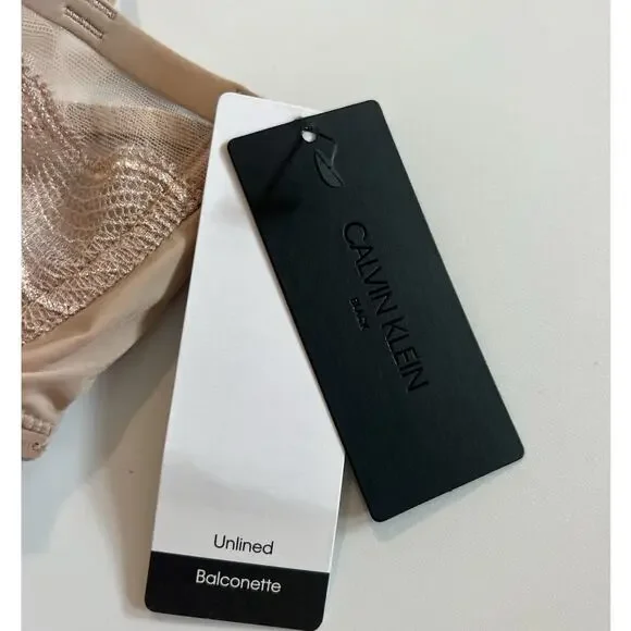 Calvin Klein Lace Balconette Bra Nude Sheer Unlined Underwire 32D NWT - Picture 5 of 8